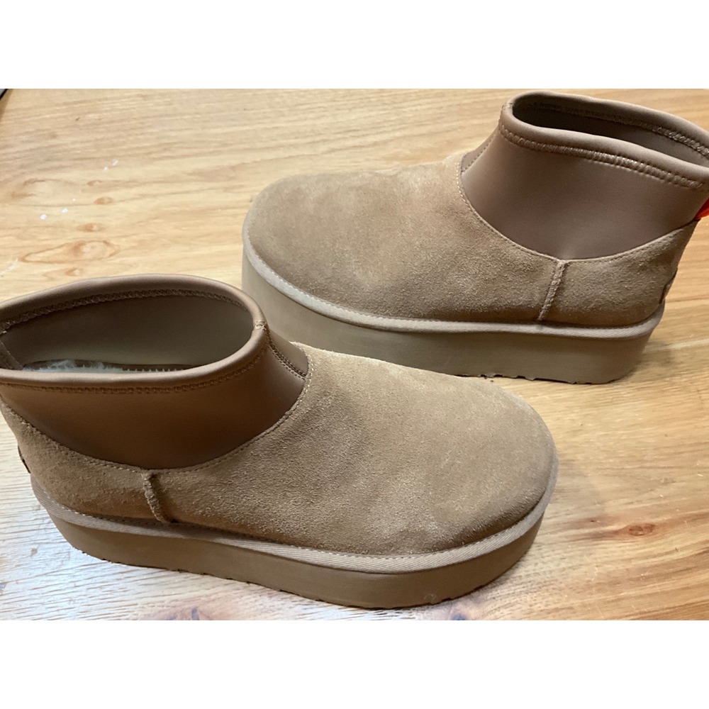 UGG Classic Ultra Mini Platform Driftwood Suede Ankle Boots 1135092 Womens 9